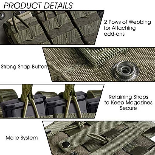 ELVO Tactical Pouch 3 ELVO Tactical Molle Mag Pouch, Open-Top Triple Stacker Magazine Holster Rifle Mags Holder for AR-15 M4 M14 M16 G36 HK416 Magazines