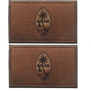 ODSP Airsoft Morale Patch 7 Guam Guamanian Territory of The United States National Flag Embroidered Hook & Loop Patch Tactical Military Morale Emblem Patches Applique Badge 2PCS