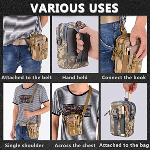 Ecango Tactical Pouch 5 Tactical Molle Pouch Multipurpose EDC Waist Bag Outdoor Compact Water-Resistant Utility Gadget Organizer with Shoulder Strap, Carabiner Clip, Key Ring, Water Bottle Carrier and Web Dominators