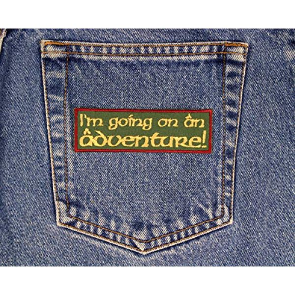 Barefoot Sewing Airsoft Morale Patch 2 I'm Going on an Adventure Patch Iron On Applique - Olive Green, Burgundy, Nonmetallic Gold - 4" x 1.25" Rectangle - Made in The USA