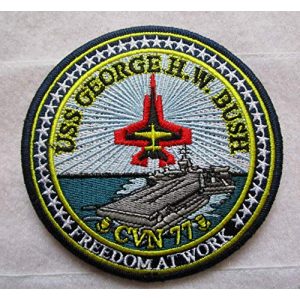 Embroidered Patch Airsoft Morale Patch 1 CVN-77 USS George Bush US Navy Aircraft Carrier Ship 3D Tactical Patch Military Embroidered Morale Tags Badge Embroidered Patch DIY Applique Shoulder Patch Embroidery Gift Patch