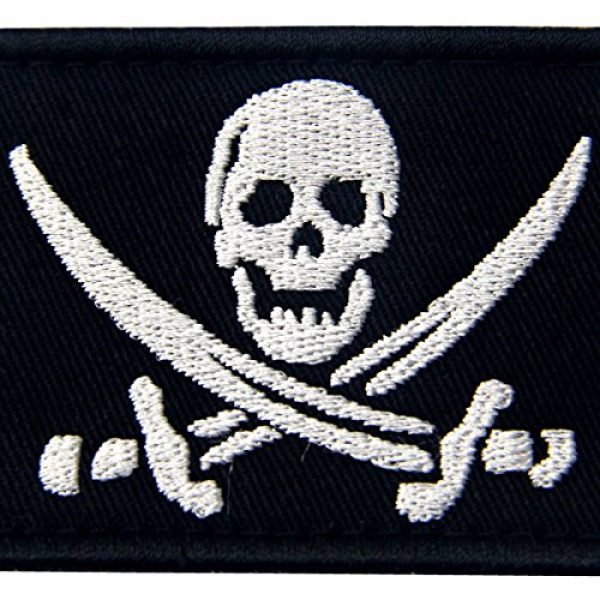 EmbTao Airsoft Morale Patch 2 Pirate Flag Military Morale Fastener Hook & Loop Patch - White & Black