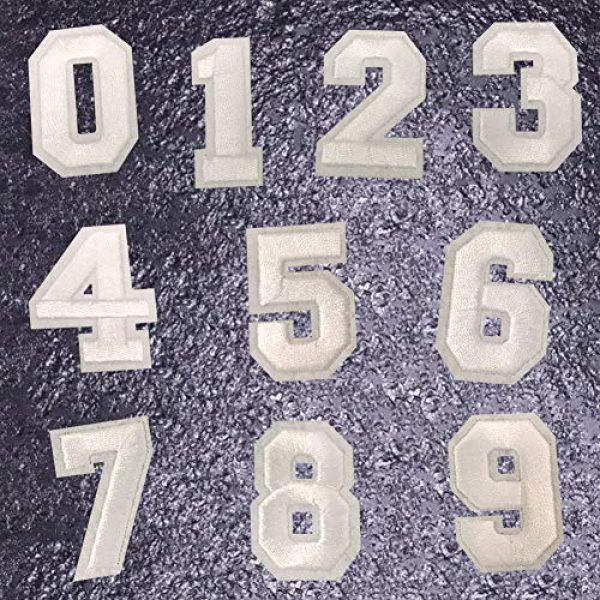 Jacknb Airsoft Morale Patch 1 White Iron On Numbers Patches Sew On Applique Patches 0-9 Ironed On Numbers Embroidered Patch DIY Badge Decorative Repair Patches for Clothes Hats Clothing Backpacks Shirts Shoes
