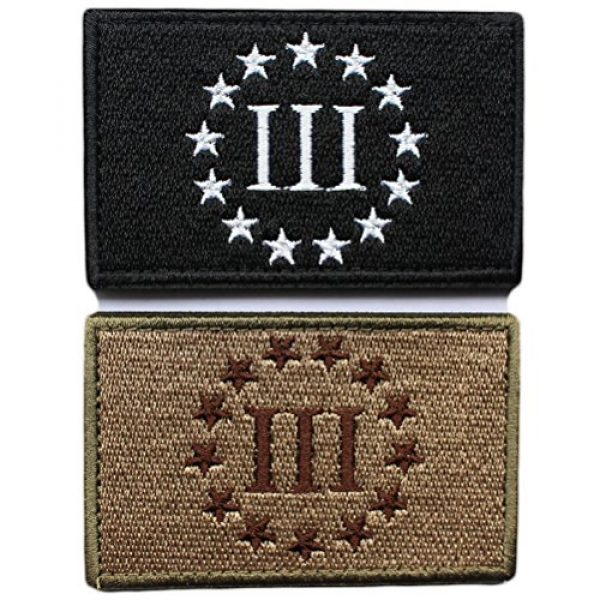 Masonicbuy Airsoft Morale Patch 1 Bundle 2 Pieces - Three Percenter Tactical Morale Patch with Backing Multitan Black White Decorative Embroidered Appliques 2" High By 3.2" Wide