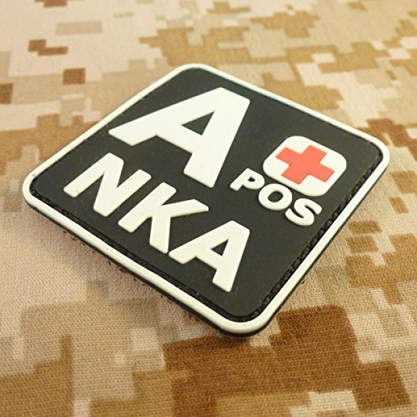 LEGEEON Airsoft Morale Patch 4 LEGEEON Glow Dark APOS A+ NKA Blood Type No Known Allergies Tactical Morale PVC Rubber Touch Fastener Patch
