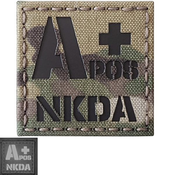 Tactical Freaky Airsoft Morale Patch 3 Multicam Infrared IR APOS NKDA A+ Blood Type 2x2 Tactical Morale Hook&Loop Patch