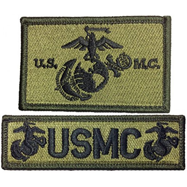 Papapatch Airsoft Morale Patch 1 Papapatch Tactical USMC Hook and Loop Touch Fasteners Backing Patch and Tab Set - Olive Drab OD (PS-Hook-USMC-OD-Set)