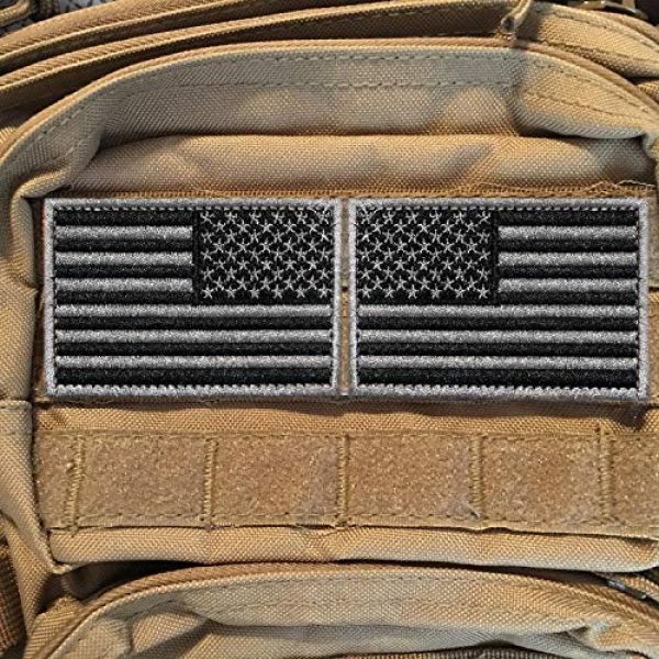 Anley Airsoft Morale Patch 6 Anley Tactical USA Flag Patches Set - 2 Pack (Forward & Reversed) 2"x 3" Black & Gray American Flag Military Uniform Emblem Patch - Loop & Hook Fasteners Attach to Tactical Hats and Gears