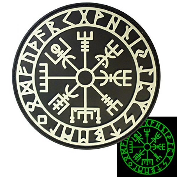 LEGEEON Airsoft Morale Patch 1 LEGEEON Glow Dark Vegvisir Viking Compass Norse Rune Morale Tactical PVC Rubber 3D Fastener Patch