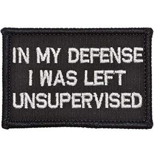 Ansellf Airsoft Morale Patch 1 in My Defense I was Left Unsupervised Patch,Tactical Military Army Gear,Tactical Combat Bagde Military Hook Embroidered Patch Set Hook/Loop Backing