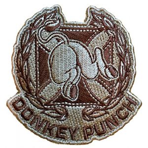 F-Bomb Morale Gear Airsoft Morale Patch 1 Donkey Punch Qualification Badge - Embroidered Morale Patch (Tan)