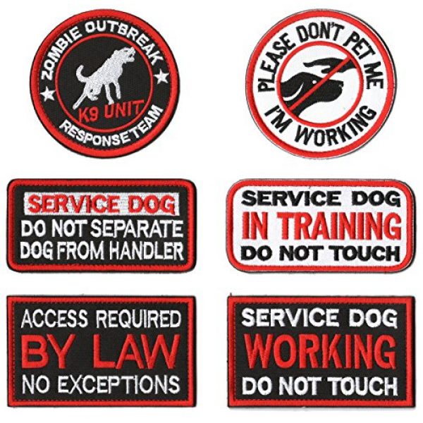 WZT Airsoft Morale Patch 1 WZT 6 Pieces Service Dog Working Do Not Touch Military Tactical Morale Badge Hook & Loop Fastener Patch