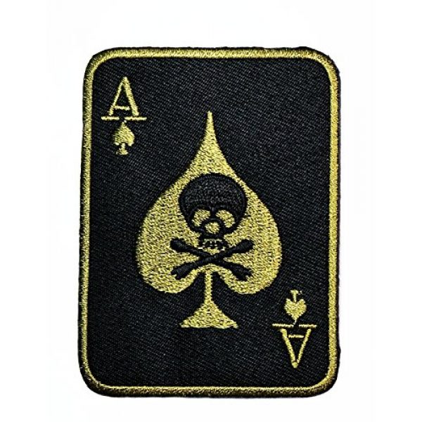HHO CARTOON PATCH Airsoft Morale Patch 1 HHO Skull ACE OF SPADES DEATH SKULL CARD Patch Green Patch Embroidered DIY Patches, Cute Applique Sew Iron on Kids Craft Patch for Bags Jackets Jeans Clothes