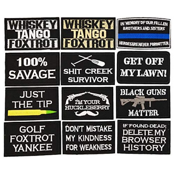 CZorange Airsoft Morale Patch 1 12 PCS Tactical Morale Iron on Patches Funny Military Embroidered Appliques Patch Set for Caps Bags Backpack Clothes Vest Military Uniforms