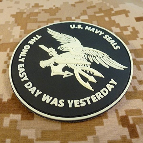 LEGEEON Airsoft Morale Patch 4 LEGEEON Glow Dark US Navy Seals The Only Easy Day was Yesterday DEVGRU Morale PVC Fastener Patch