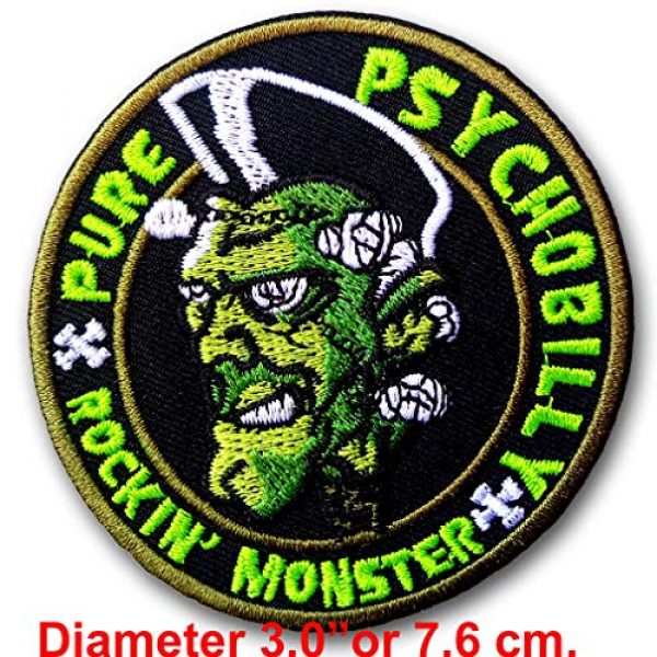 Verani Shop Airsoft Morale Patch 2 Verani Psychobilly Rockabilly Rocking Monster Greasers Pomade Back Harley Biker Punk Heavy Metal Hard Rock Tatto Embroidered Iron on Badge Emblem Letter Morale Patch