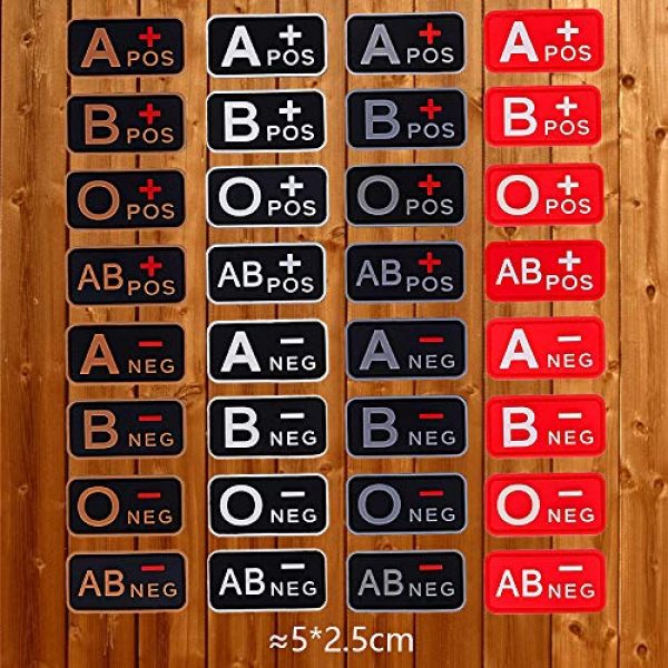 Morton Home Airsoft Morale Patch 5 Morton Home Blood Type ABO Tactical Morale Patch Military Combat Armband Clothing Badge for Jackets Jeans Hat Cap Fluorescent Luminous (A+POS)
