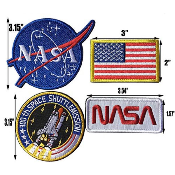 Xunqian Airsoft Morale Patch 2 Bundle 6 Pcs Tactical Flag Patch - Space Fans USA NASA Patch Embroidered Lot Military Embroidered Patches (A-Hook and Loop Fasteners Backing)
