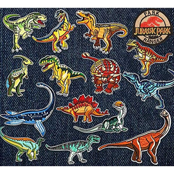Jacknb Airsoft Morale Patch 3 Dinosaur Iron on Patches Jurassic Park Tactical Embroidered Applique Patches Badge Morale Decoration Sew on Patches for Jacket Jeans Backpacks Hat Clothing (15 Pcs)