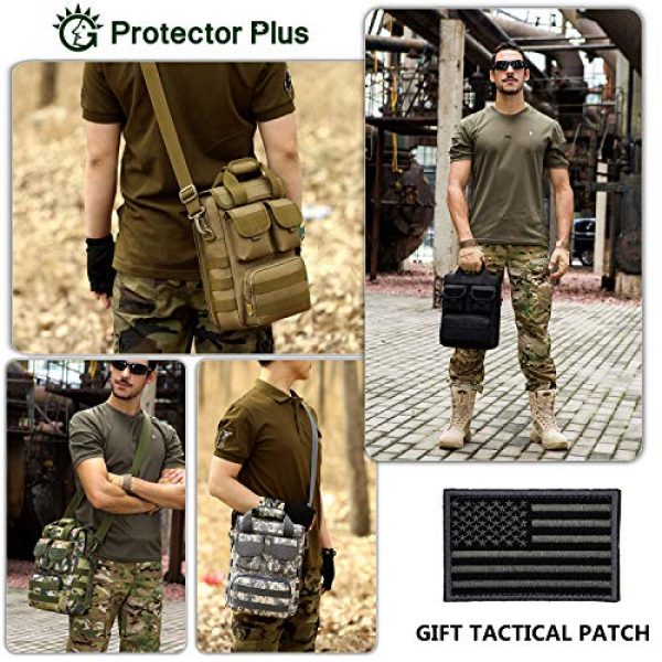Protector Plus Tactical Pouch 3 Protector Plus Tactical Messenger Bag Men Military MOLLE Sling Shoulder Pack Briefcase Assault Gear Handbags Outdoor Utility Carry Satchel (Patch Included)