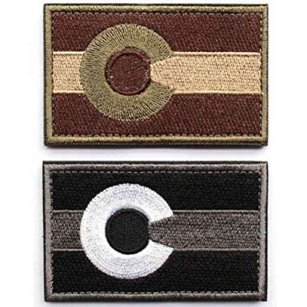 Masonicbuy Airsoft Morale Patch 1 Bundle 2 Pieces - Tactical Colorado State Flag Patch with Backing Multi-tan Black White Decorative Embroidered Appliques