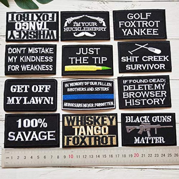 CZorange Airsoft Morale Patch 5 12 PCS Tactical Morale Iron on Patches Funny Military Embroidered Appliques Patch Set for Caps Bags Backpack Clothes Vest Military Uniforms