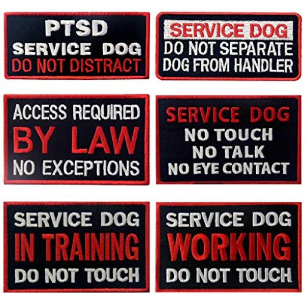 TailWag Planet Airsoft Morale Patch 1 Service Dog in Training Working No Touch PTSD Do Not Distract Vest/Harnesses Tactical Morale Patch Embroidered Badge Fastener Hook & Loop Emblem, 6 Pcs
