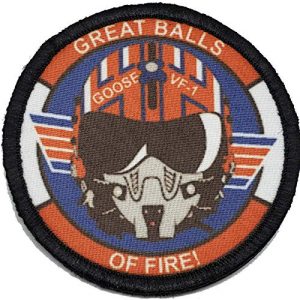 RedheadedTshirts Airsoft Morale Patch 1 Top Gun"Great Balls of Fire" Goose Helmet Morale Patch. Perfect for Your Tactical Military Army Gear, Backpack, Operator Baseball Cap, Plate Carrier or Vest. 2x3" Hook Patch. Made in The USA