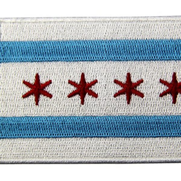 EmbTao Airsoft Morale Patch 2 Chicago City Flag Embroidered Iron On Sew On Illinois Patch