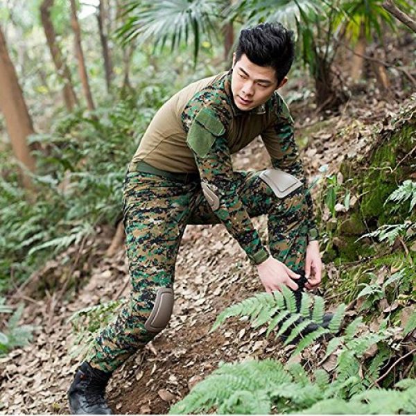 H World Shopping Tactical Shirt 4 Tactical Hunting Military Long Sleeve Shirt with Elbow Pads Camo Digital Woodland
