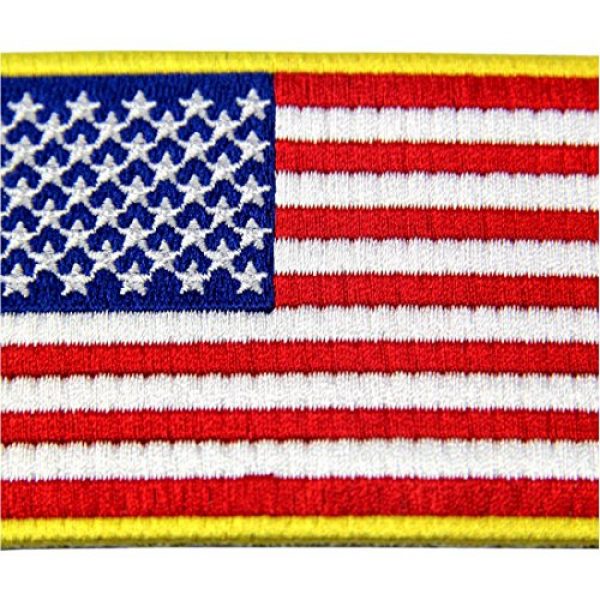 EmbTao Airsoft Morale Patch 2 American Flag Patches Embroidered Gold Border USA United States of America Military Uniform Fastener Hook & Loop Emblem