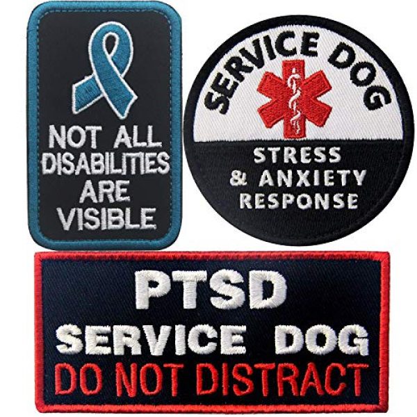 ODSP Airsoft Morale Patch 1 Service Dog PTSD Do Not Distract, Not All Disabilities are Visible, Stress Stress Anxiety Response Vests/Harnesses Emblem Embroidered Fastener Hook Loop Backing Patches