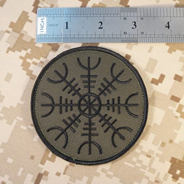 LEGEEON Airsoft Morale Patch 3 LEGEEON Aegishjalmr Viking Helm of Awe Olive Drab OD Terror Protection Rune Morale Sew Iron on Patch