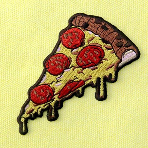 ZEGIN Airsoft Morale Patch 3 Pepperoni Pizza Slice Italian Fast Food Retro Embroidered Applique Iron On Sew On Patch