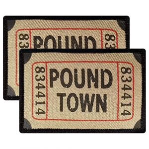 Ebateck Airsoft Morale Patch 1 Ebateck Pound Town Ticket Morale Patches, 2 Pack, Embroidered Tactical Funny Applique Iron On Sew On Emblem