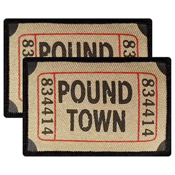 Ebateck Airsoft Morale Patch 1 Ebateck Pound Town Ticket Morale Patches, 2 Pack, Embroidered Tactical Funny Applique Iron On Sew On Emblem