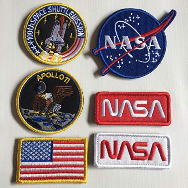 Xunqian Airsoft Morale Patch 3 Bundle 6 Pcs Tactical Flag Patch - Space Fans USA NASA Patch Embroidered Lot Military Embroidered Patches (A-Hook and Loop Fasteners Backing)