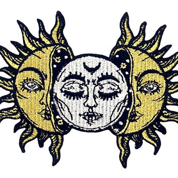Rocking Planet Airsoft Morale Patch 2 Sun and Moon Patch Embroidered Biker Applique Iron On Sew On Emblem