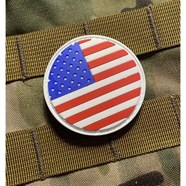 Empire Tactical USA Airsoft Morale Patch 2 American Flag 2" Round PVC Patch (Hook/Loop) Back Morale Patch