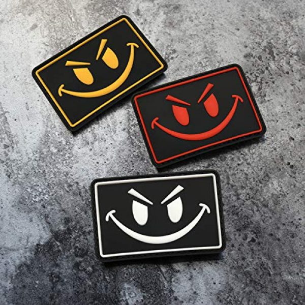 MORTHOME Airsoft Morale Patch 7 MORTHOME Original Smiley Face Embroidered/PVC Rubber Morale Hook Loop Backing Patch (Yellow, PVC)