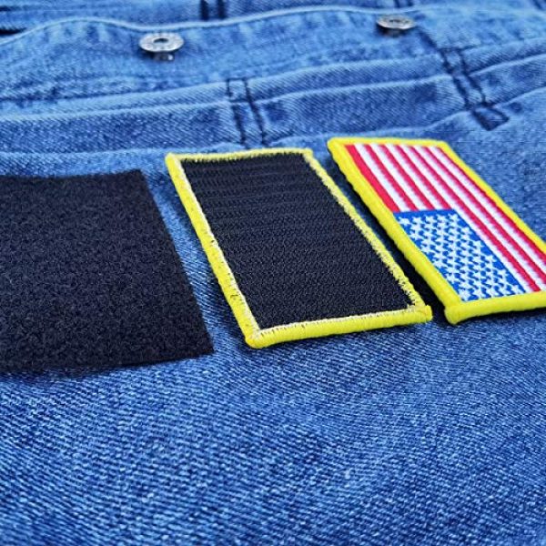 EtherealKiller Airsoft Morale Patch 4 American Flag Velcro Patches, 4pcs Gold Border US Flag Hook and Loop Emblems for Backpacks, Caps, Hats, Jackets, Pants