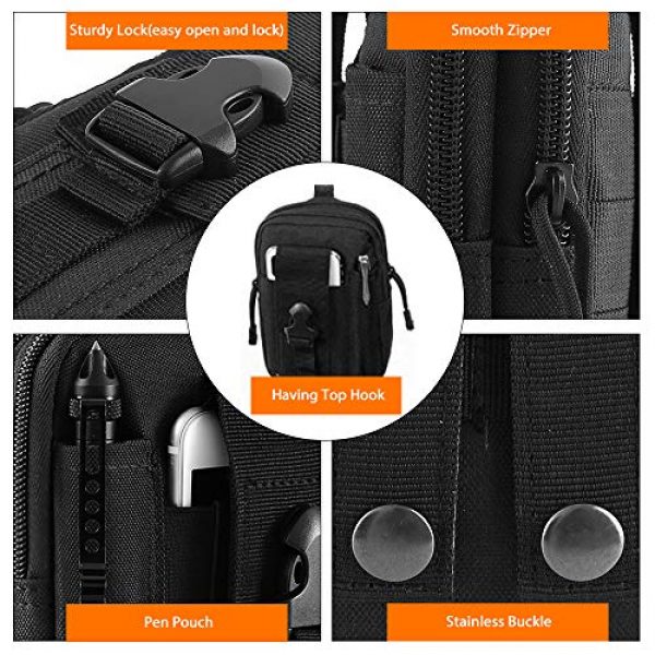 AIRSSON Tactical Pouch 3 AIRSSON Universal Tactical Molle Pouch EDC/EMT Gear Tool Gadget Belt Outdoor Waist Bag Pocket Organizer with Cell Phone Holster for iPhone X Samsung S8 & Less Than 6.2" Smartphone+Carabiner (Black)