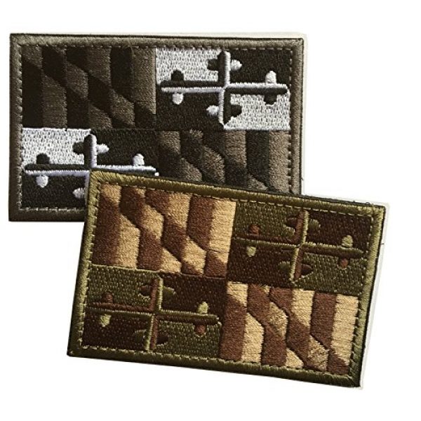 Hng Kiang Hu Airsoft Morale Patch 2 USA Maryland Flag Embroidered Tactical Morale Tags Patch (Bundle 2 Pieces)