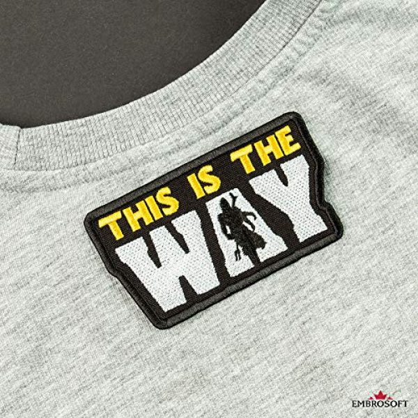Embrosoft Airsoft Morale Patch 5 This is The Way Patch - Bounty Hunter Mandalorian - Star Wars TV Series Morale Emblem - Embroidered Iron On Patch - Size: 3.7 x 2.1 inches