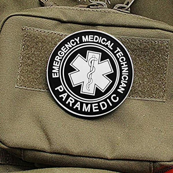 Morton Home Airsoft Morale Patch 2 Morton Home EMT Paramedic Emergency Medical Technician Patch EMT Star of Life Tactical Patch 3D PVC Tactical Morale Badge Rubber Hook and Loop Fastener Patch 3.15 Inch Diameter (White)