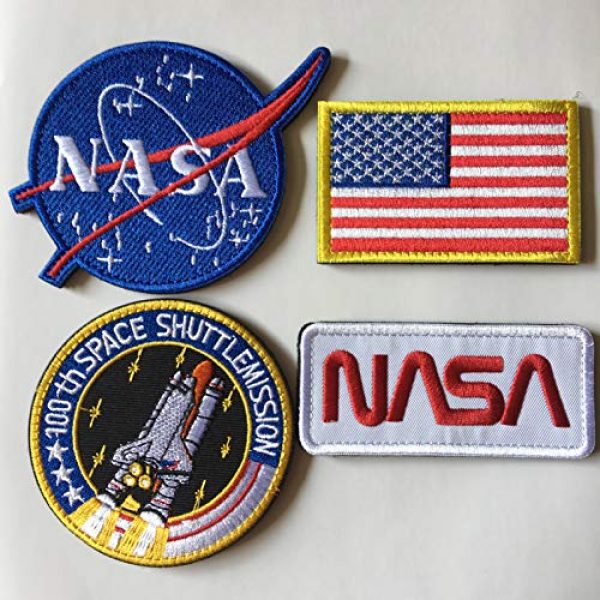 Xunqian Airsoft Morale Patch 4 Bundle 6 Pcs Tactical Flag Patch - Space Fans USA NASA Patch Embroidered Lot Military Embroidered Patches (A-Hook and Loop Fasteners Backing)