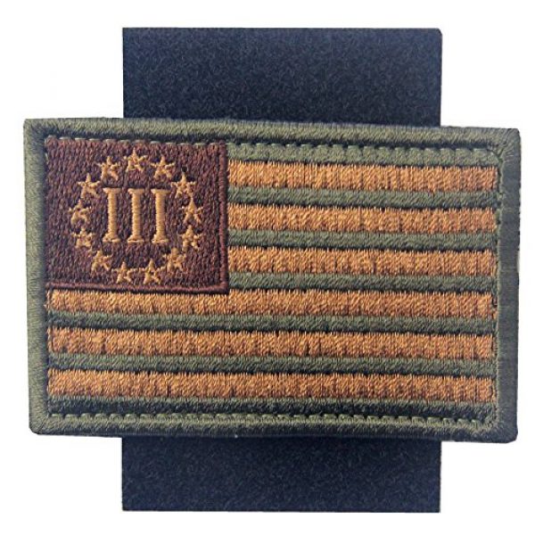 Rocking Planet Airsoft Morale Patch 3 Tactical Three Three Percenter US Flag Embroidered Morale Hook & Loop Patch - Subdued Tan & Olive Drab