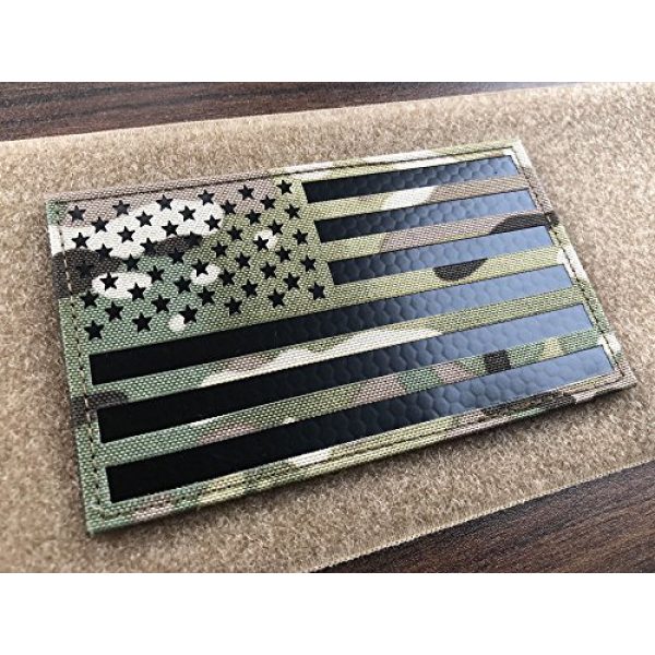 SUVIYA Airsoft Morale Patch 1 SUVIYA 5x3 inch Large Multicam Infrared IR US USA American Flag Patch Tactical Vest Patch Hook-Fastener Backing (5" Width x 3" Height) (Multicam)