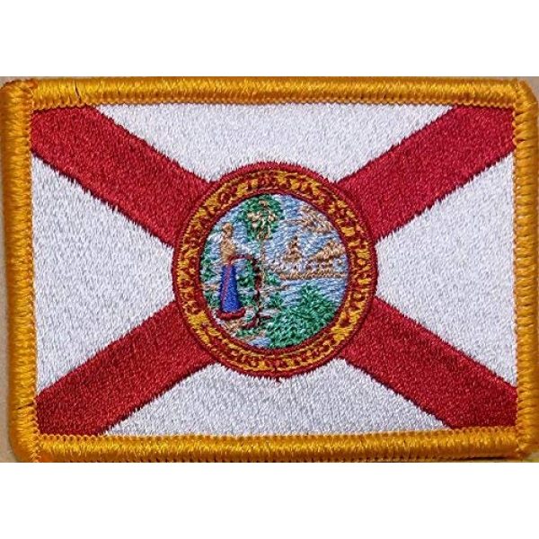 Fast Service Designs Airsoft Morale Patch 1 Florida State Flag Patch with Hook & Loop Tactical Morale Sunshine State USA Emblem Gold Border #55