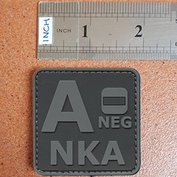 LEGEEON Airsoft Morale Patch 3 LEGEEON Blackout Subdued ANEG A- NKA Blood Type No Known Allergies Tactical Morale PVC Rubber Fastener Patch